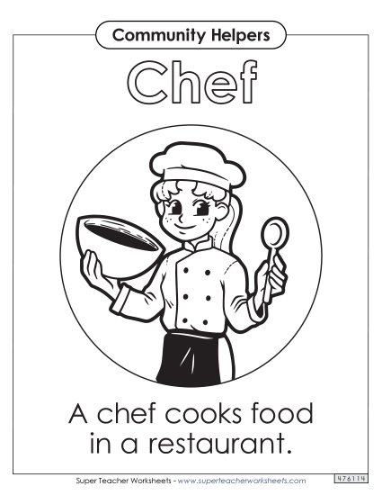 Anchor Chart / Coloring Pages - Chef (Printable PDF Worksheet)