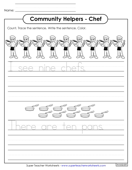 Trace & Write - Chef (Trace & Write) (Printable PDF Worksheet)