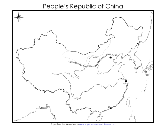 China - China Map (Basic Unlabeled) (Printable PDF Worksheet)