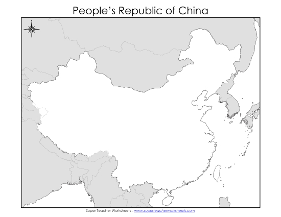 China - China Map (Blank #2) (Printable PDF Worksheet)