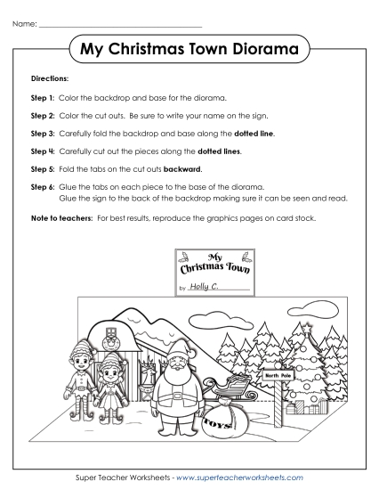 Dioramas - Christmas Diorama (Printable PDF Worksheet)