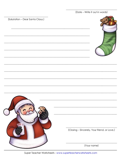 Letter Templates - Christmas Letter Template (Printable PDF Worksheet)