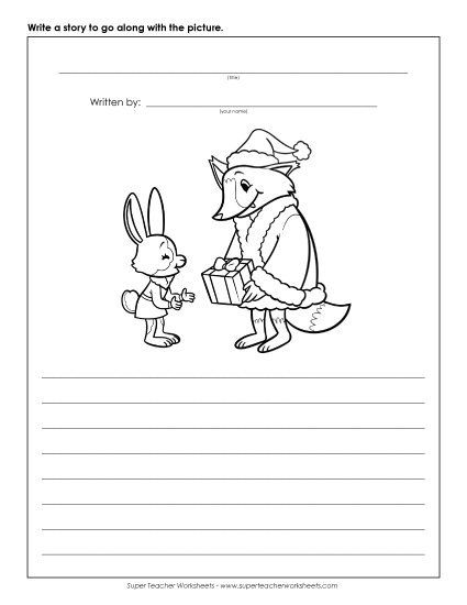 Holiday Story Pictures - Christmas - Santa Fox (Printable PDF Worksheet)
