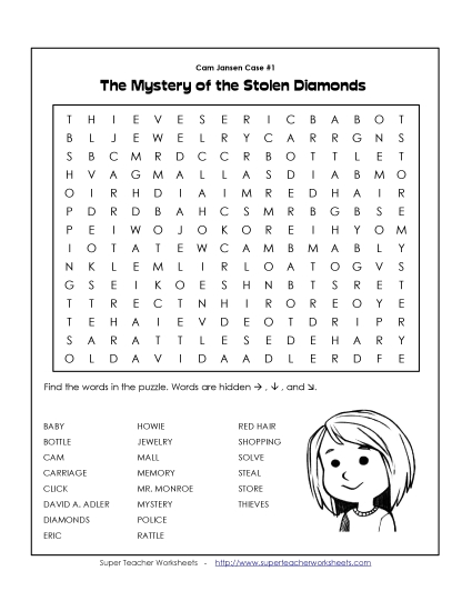 Whole Book - C.J. Diamonds: Word Search (Printable PDF Worksheet)