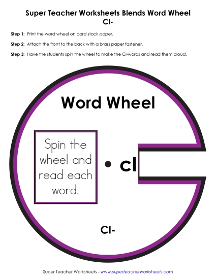 Consonant Blends - Cl -&nbsp; Word Wheel (Printable PDF Worksheet)