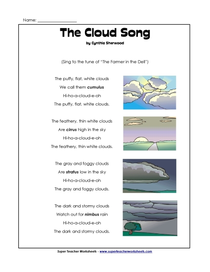 Cloud Song (Printable PDF Worksheet)