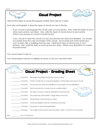 Cloud Types - Project (Printable PDF Worksheet)