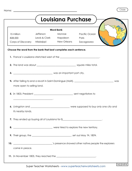 Worksheets - Cloze Activty (Printable PDF Worksheet)