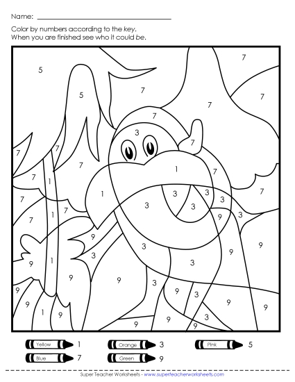 Math Worksheets - Color-by-Number: Dr. Seuss Characters (Printable PDF Worksheet)