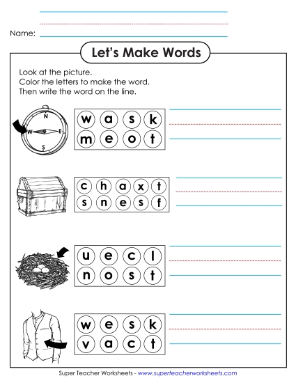 Worksheets - Color the Letters & Write (-est) (Printable PDF Worksheet)