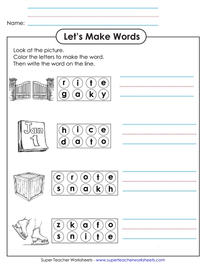 Worksheets - Color the Letters & Write (Printable PDF Worksheet)