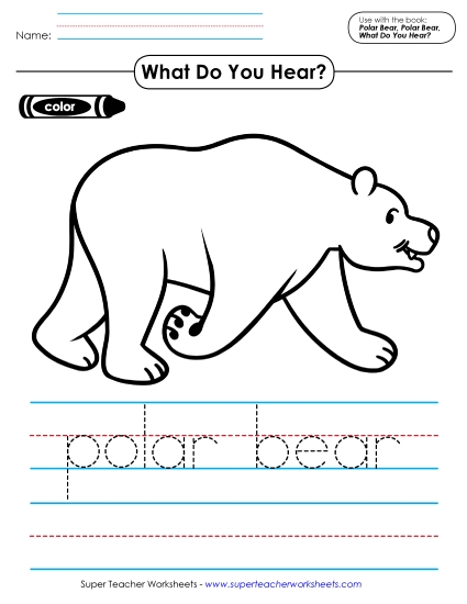 Worksheets - Color, Trace, & Write: Animal Words (Printable PDF Worksheet)