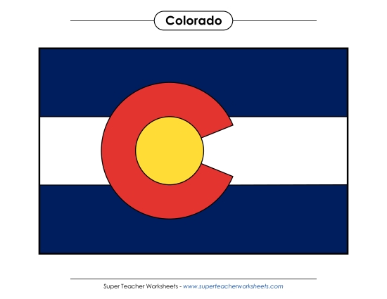 Flags & Seals - Colorado State Flag (Full-Color Version) (Printable PDF Worksheet)