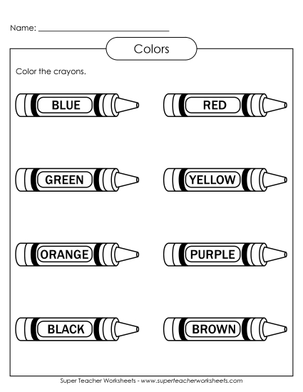 Multiple Colors - Coloring Crayons (Printable PDF Worksheet)