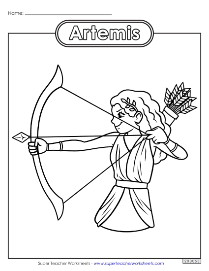 Coloring Pages - Coloring Page: Artemis (Printable PDF Worksheet)