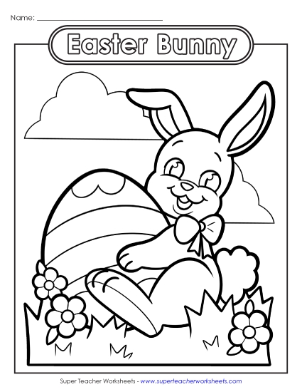 Basic Pictures (For Younger Kids) - Coloring Page: Bunny and Egg (Printable PDF Worksheet)