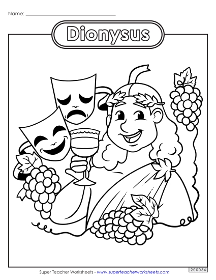 Coloring Pages - Coloring Page: Dionysus (Printable PDF Worksheet)