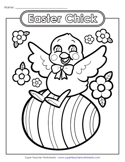 Basic Pictures (For Younger Kids) - Coloring Page: Easter Chick and Egg (Printable PDF Worksheet)