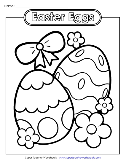 Basic Pictures (For Younger Kids) - Coloring Page: Easter Eggs (Printable PDF Worksheet)