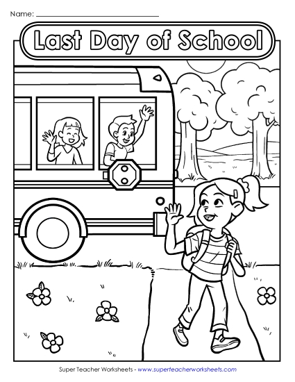 Coloring Pages - Coloring Page: Goodbye Bus (Printable PDF Worksheet)