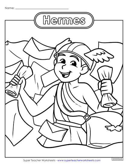 Coloring Pages - Coloring Page: Hermes (Printable PDF Worksheet)