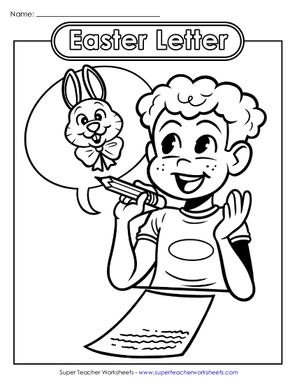 Basic Pictures (For Younger Kids) - Coloring Page: Letter to the Easter Bunny (Printable PDF Worksheet)