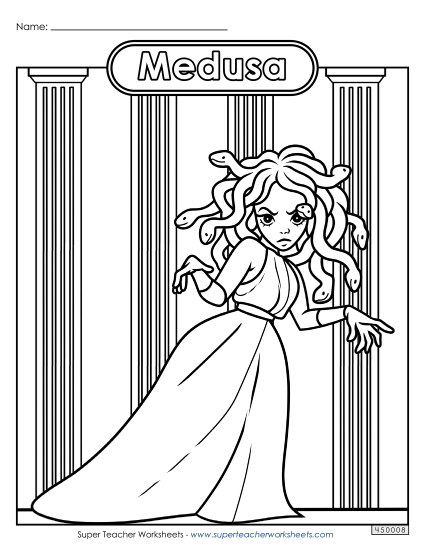 Coloring Pages - Coloring Page: Medusa (Printable PDF Worksheet)