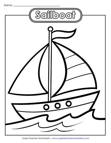 Craft & Coloring Activities - Coloring Page: Sailboat (Printable PDF Worksheet)
