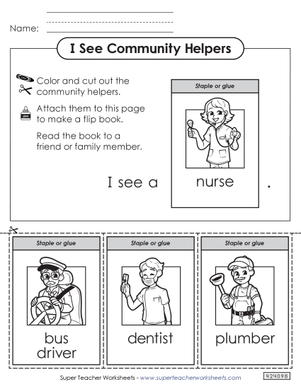 Flip Books - Community Helpers Flip Book #2 (Printable PDF Worksheet)