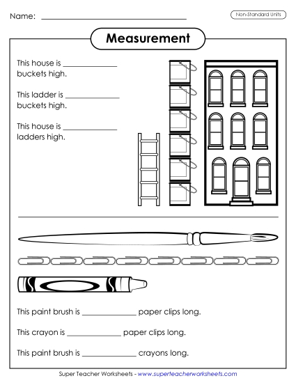 Compare Nonstandard Measurements - Comparing Non-Standard Measurements (Printable PDF Worksheet)