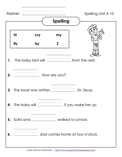 Worksheets - Complete the Sentences (A-10) (Printable PDF Worksheet)