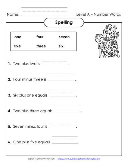 Worksheets and Activities - Complete the Sentences (A-Number Words) (Printable PDF Worksheet)