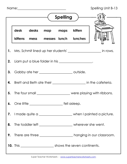 Worksheets - Complete the Sentences (B-13) (Printable PDF Worksheet)
