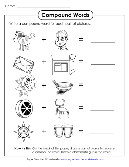 Basic - Compound Word Picture Puzzles #3 (Printable PDF Worksheet)