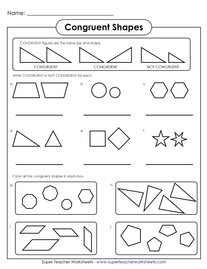 Congruent Shapes - 1 (Printable PDF Worksheet)