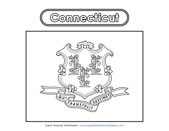 Flags & Seals - Connecticut Flag Coloring Page (Printable PDF Worksheet)