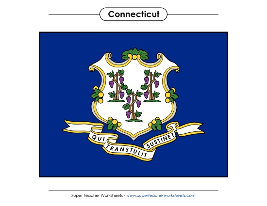 Flags & Seals - Connecticut State Flag (Full-Color Version) (Printable PDF Worksheet)