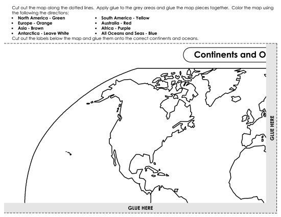 World Maps - Continents (Cut & Glue) (Printable PDF Worksheet)