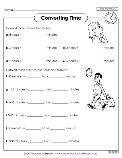 Hours & Minutes - Converting Time (Hours & Minutes) (Printable PDF Worksheet)