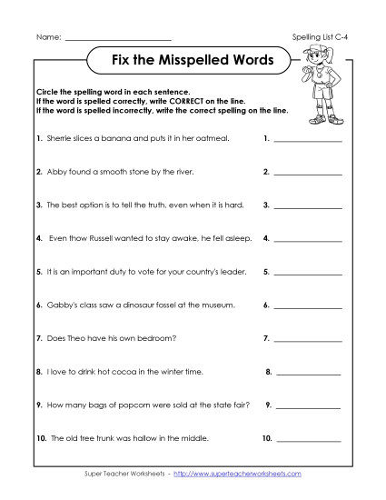 Worksheets - Correct or Incorrect?  (C-4) (Printable PDF Worksheet)