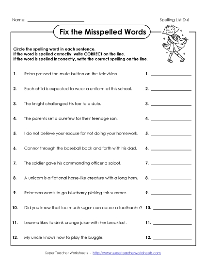 Worksheets - Correct or Incorrect?  (D-6) (Printable PDF Worksheet)