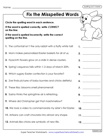 Worksheets and Puzzles - Correct or Incorrect? (Easter) (Printable PDF Worksheet)
