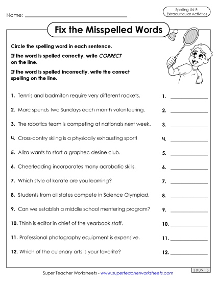 Worksheets and Puzzles - Correct or Incorrect? (Extracurriculars) (Printable PDF Worksheet)