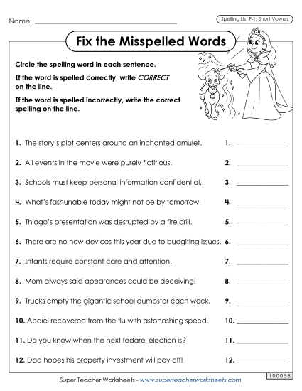 Worksheets and Puzzles - Correct or Incorrect? (F-1)  (Printable PDF Worksheet)