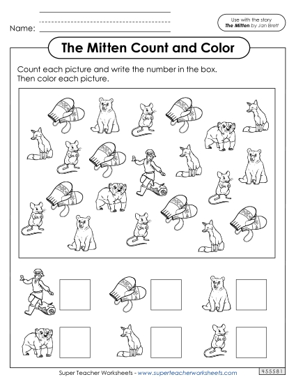Counting - Count and Color (Printable PDF Worksheet)