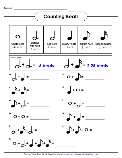 Counting Beats - Counting Beats 2 (Advanced) (Printable PDF Worksheet)