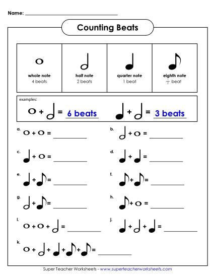 Counting Beats - Counting Beats (Basic) (Printable PDF Worksheet)