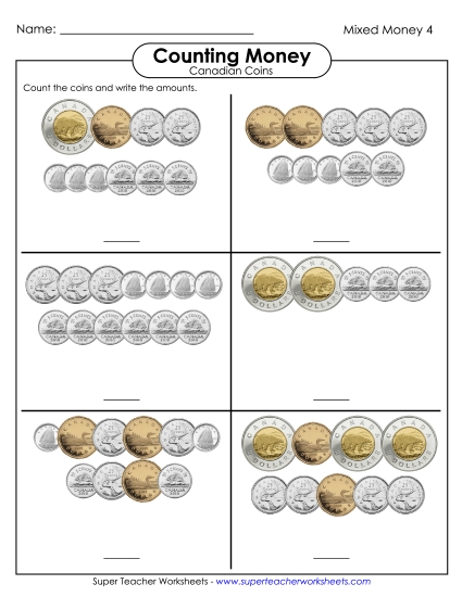 Mixed Coins - Counting Mixed Coins 2 (Printable PDF Worksheet)