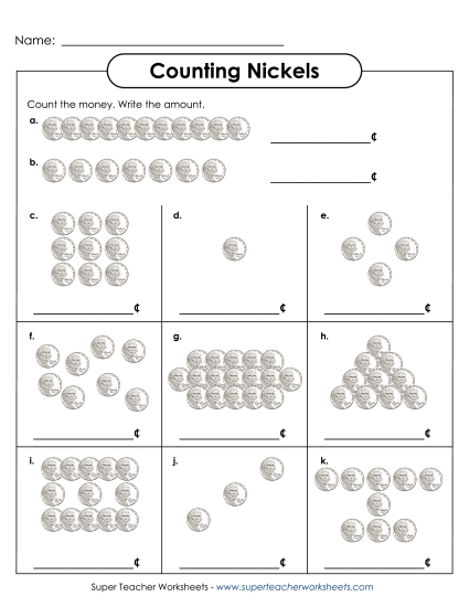 Counting Nickels 1 (Printable PDF Worksheet)