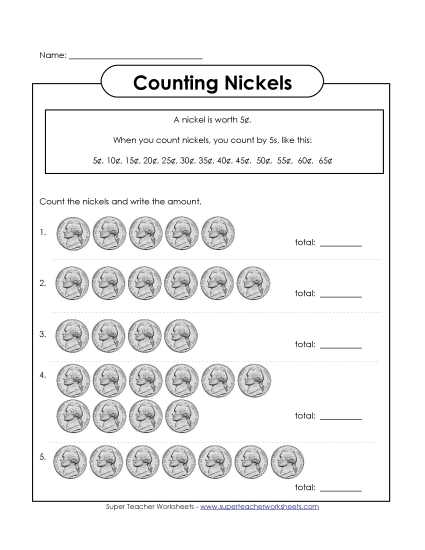 Counting Nickels 2 (Printable PDF Worksheet)